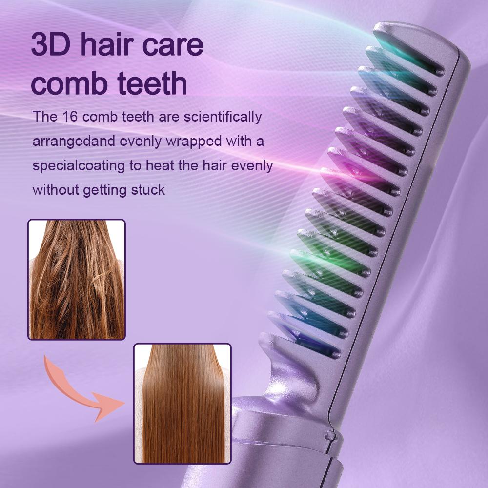 2-in-1 Elektrische Heiße Heizkamm Haarglätter Bügeleisen Glättbürste Schnelllade Nasse Trockene Anwendung Schnelles Haarstyling-Werkzeug