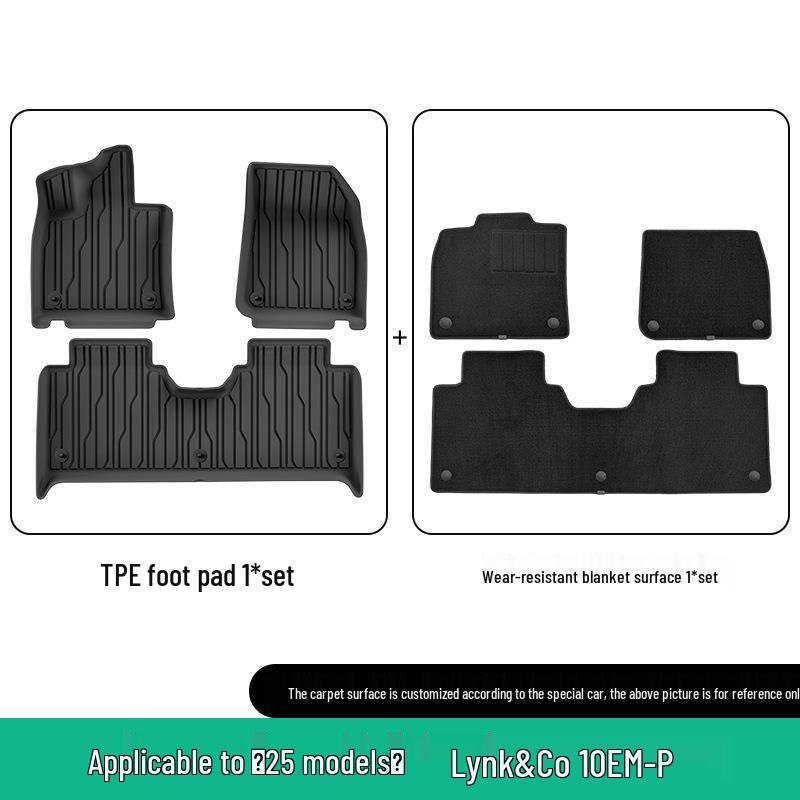 Custom TPE Floor & Trunk Mats, Stain-Resistant, Fits 25 Lynk & Co 10 Models, EM-P.