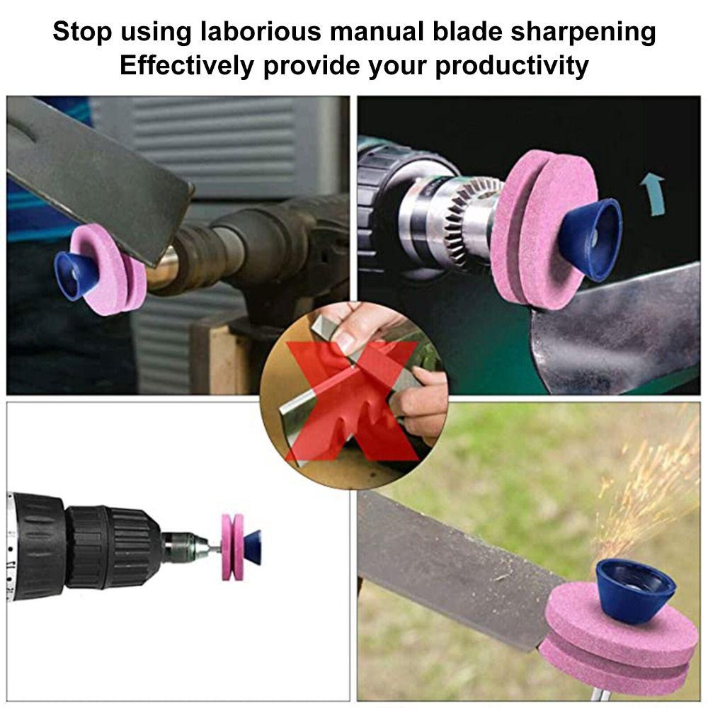 Double-layer Lawn Mower Edge Sharpener Quick Install Edge Whetstone Grinding Wheel  Rotary Tiller