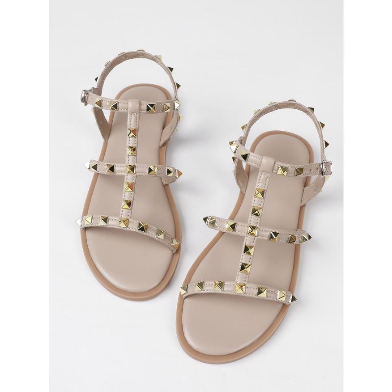 Sommer Nieten Flach Große Größe Damen S Freizeit Sandalen