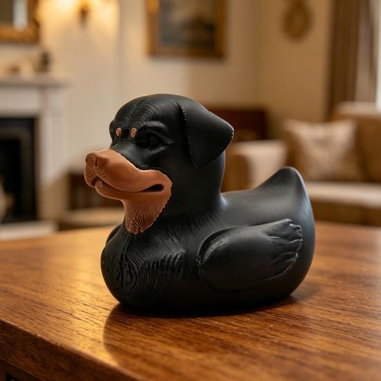 Yousheng 3D Printed Rottweiler Dog Duck Figurine, Funny Dog Duck Ornament, Desktop Entry Car Ornament Creative