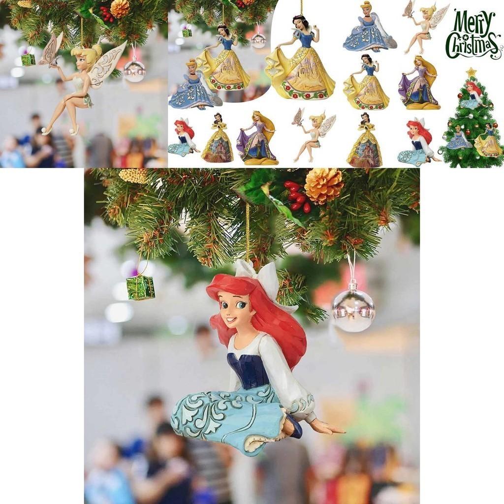 Festive 8cm Christmas Disney Princess Acrylic Cartoon Pendant Ornaments Xmas Tree Hanging Decor