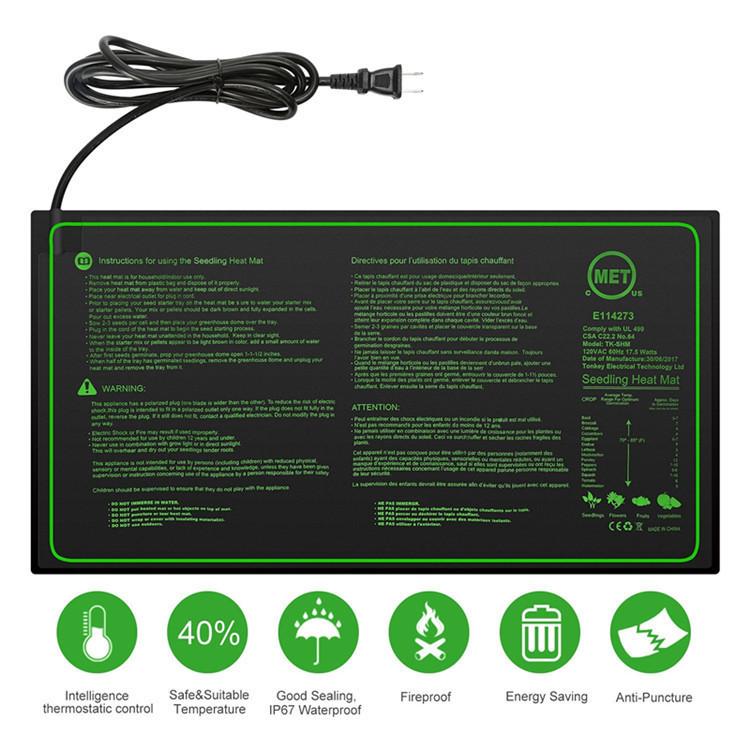Covoraș de încălzire standard SUA pentru răsaduri și germinarea plantelor, Covoraș cu temperatură constantă pentru flori și animale de companie