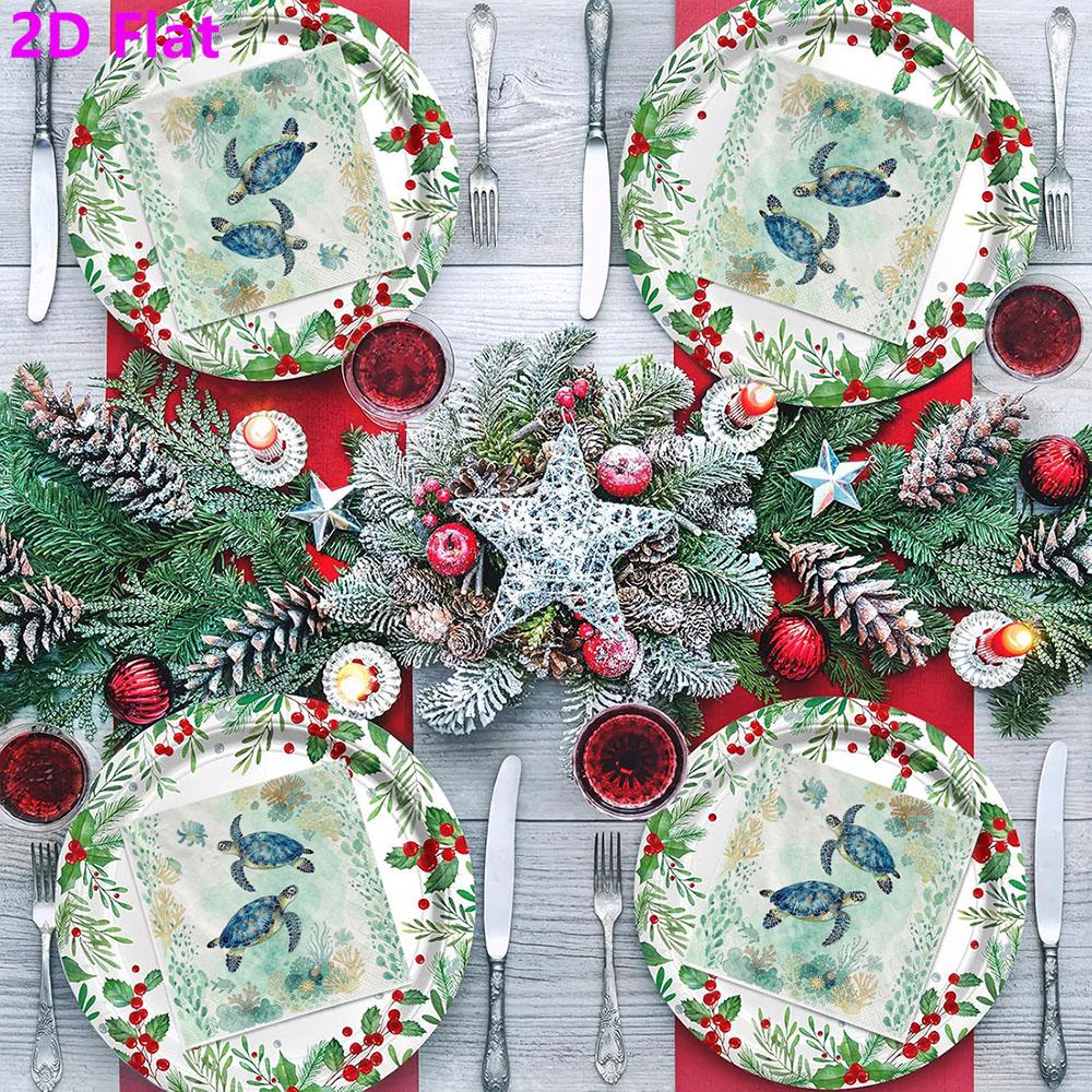 20pcs Disposable Napkins with Sea Turtle Pattern Print for Wedding,Parties,and Daily Use for Thanksgiving Fall Christmas Table Decoration