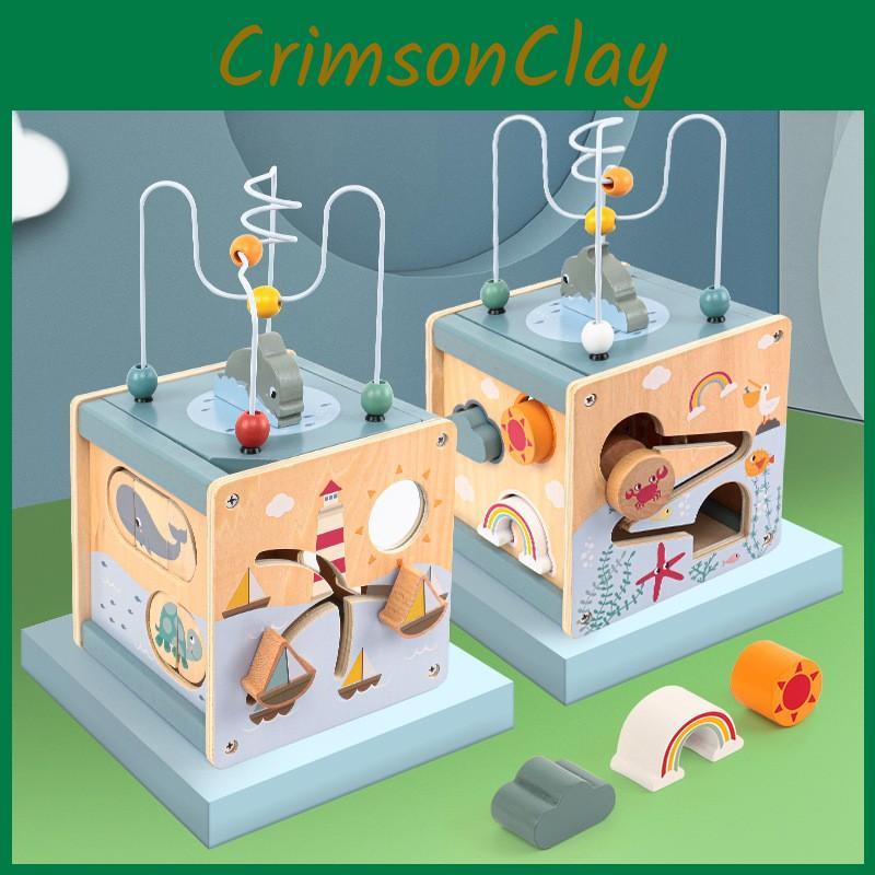 Wooden Puzzle Marine Toy With Bead Maze And Sliding Tracks For Education Early