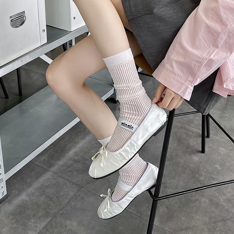 Ultra-Thin And Breathable Medium Tube Socks Catwalk Solid Color Socks Summer Stacking Socks Vertical Stockings Breathable And Sweat-Absorbing