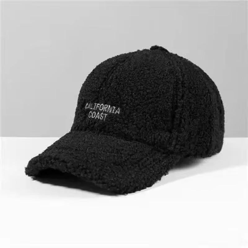 Fashion Autumn and Winter Embroidered Letter Versatile Duck Tongue Hat Women Thickened for Keep Warmth Adjustable Baseball Hat