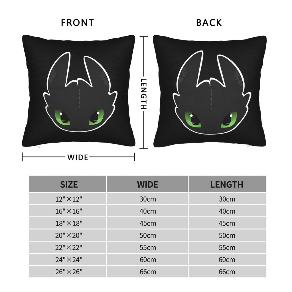 Toothless HTTYD Toothless Throw Pillow Cover Polyester Decorative Pillow Vintage Cushion Covers