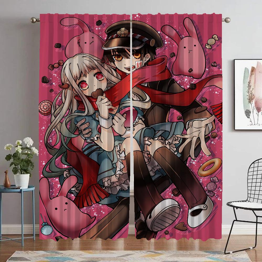 Hanako Kun Curtains for Bedroom Elegant Room Curtains 2 Pieces Window Curtain Shades Halloween Decoration Partition Living Child
