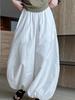 Plus Size Loose Lantern Pants for Women - White, Wide-Leg Design for Spring, Summer, and Autumn