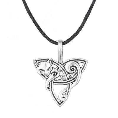 Collier pendentif renard viking Mode Rétro Cordon de cuir Chaîne de pull Bijoux Pour Hommes et Femmes