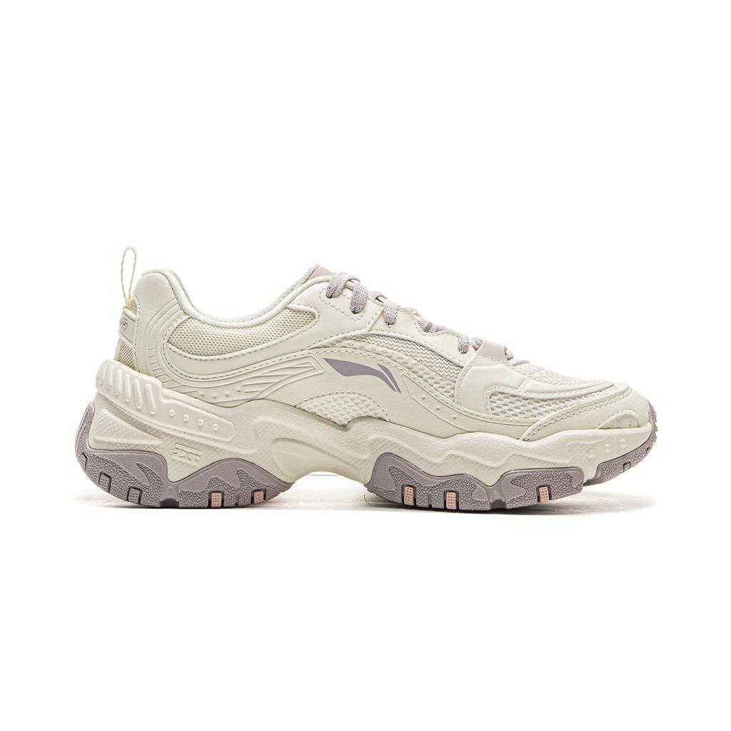 New LiNing Brown Sugar Slip Resistant, Abrasion Resistant, Breathable Low Top Casual Shoes Women's Ecru With Gray AGCV128-3