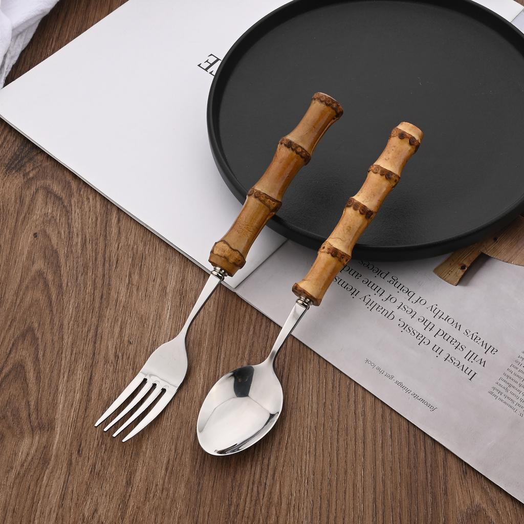 Kaufe 4-teiliges Geschirr-Set aus Edelstahl, rein natrlicher Bambusgriff,  Besteck-Set, Geschirr, Steakmesser, Besteck, Bambus-Besteck-Set zum Preis  ab 6.98 | Joom