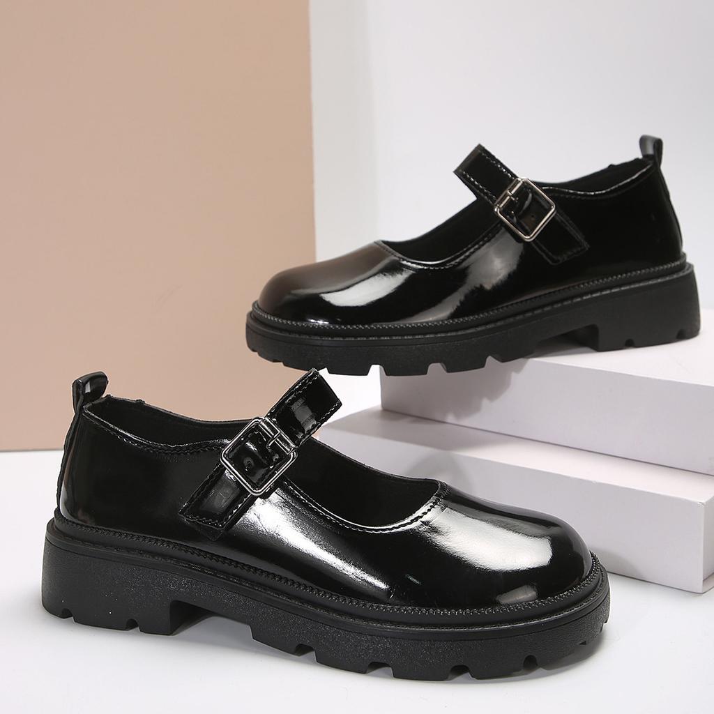 35-44 Women Shoes British Style Small Leather Footwear 2024 Round Head Thick Bottom Mary Jane Shoes Women Flat Shoes Loafers