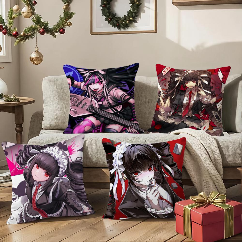 Adventure Puzzle Game D-Danganronpa Pillow Case Double-Sided Printing Short Plush Sofa Cushion Cover Bedroom Bedside Pillow