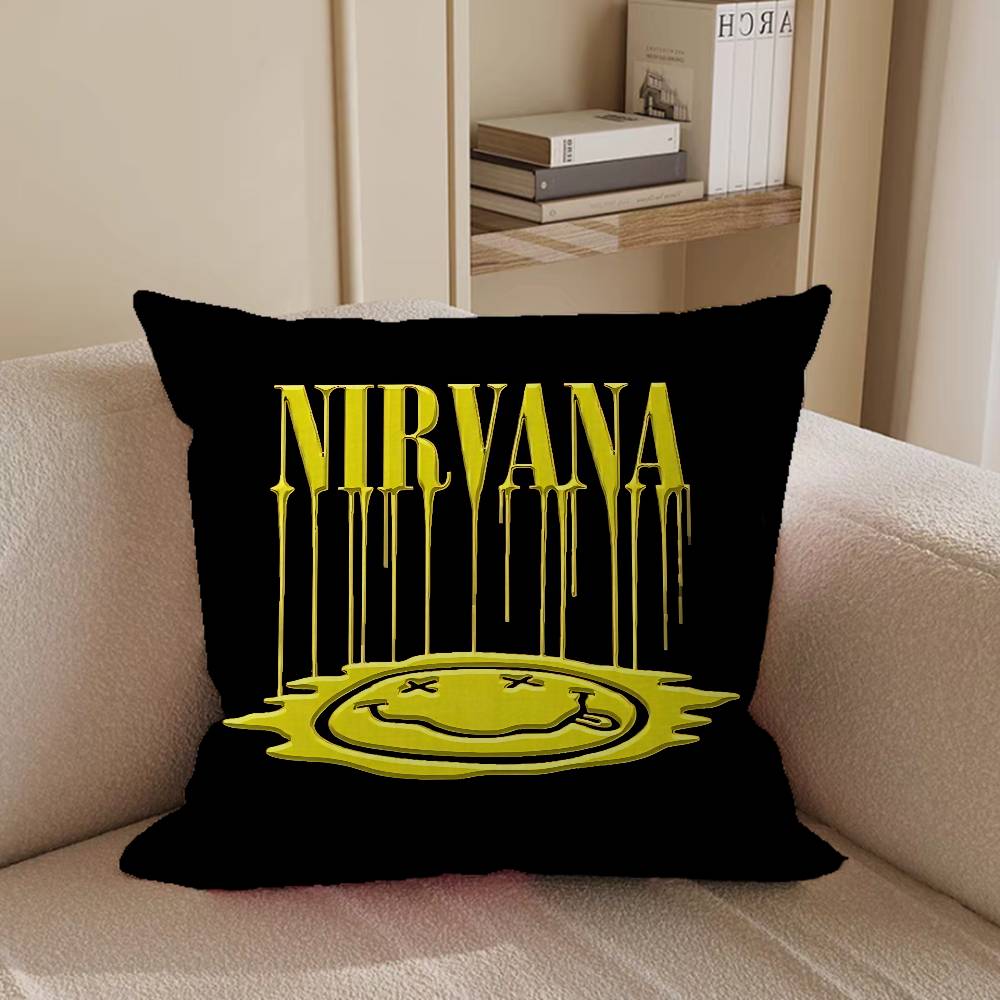 

N-NirvanaS Logo Decorative Room Aesthetics Pillow Case Home Decor Bedroom Sofa Bed Couch Pillow Cover 45x45 12x12Inch