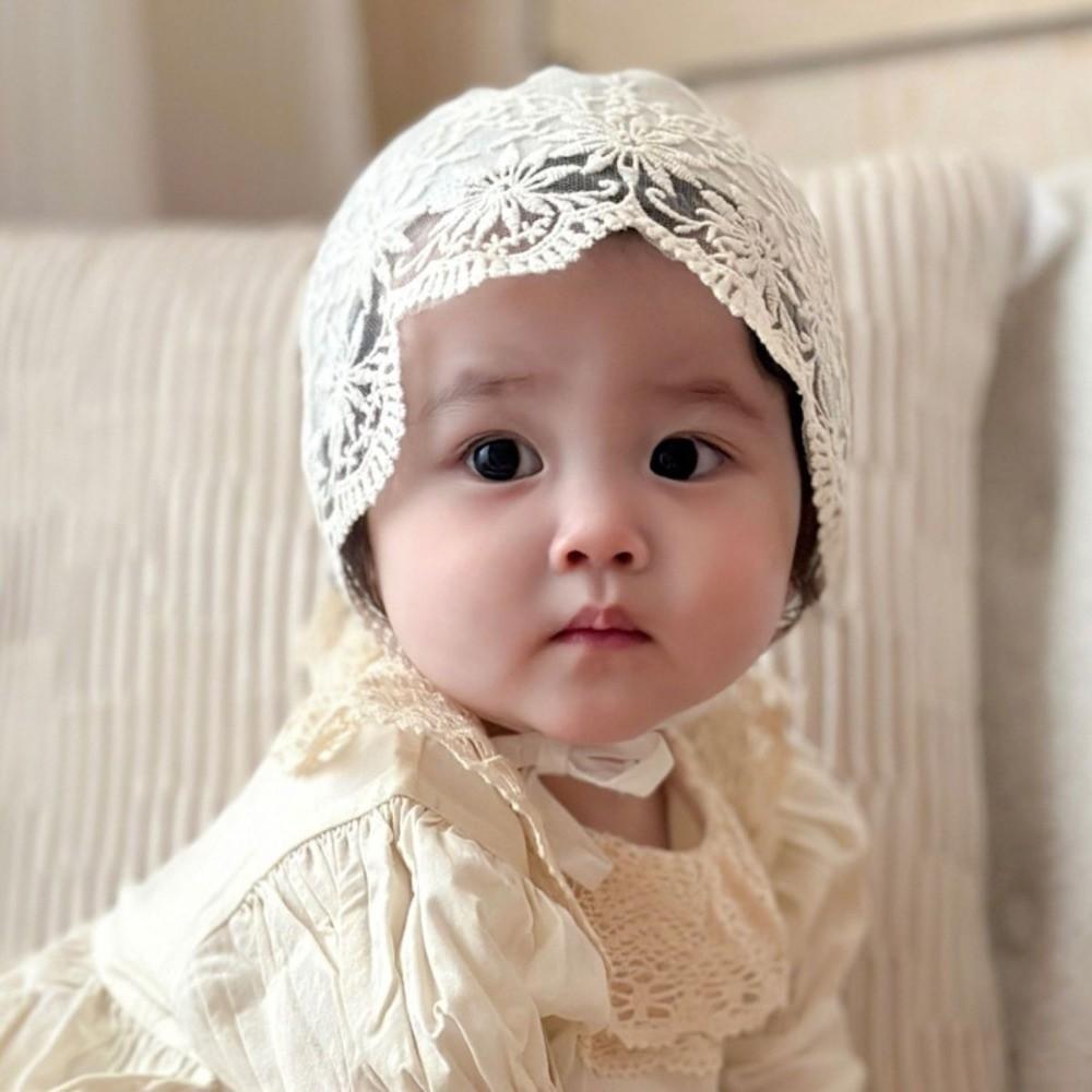 Mesh Baby Bonnet Lace Flower Baby Hat Sweet Infant Princess Cap