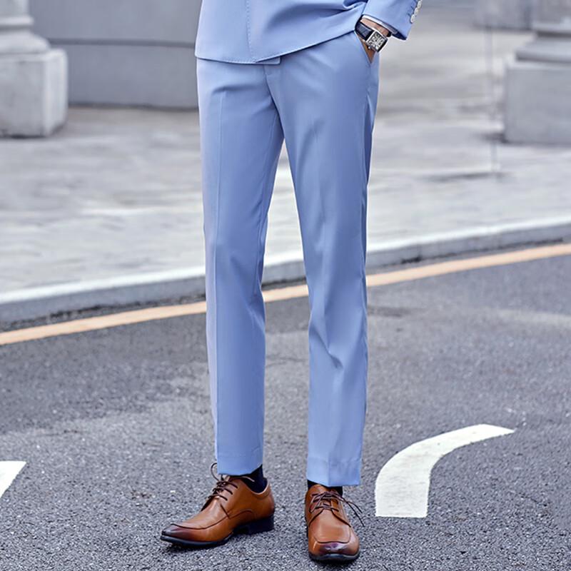 Terman Men's Business Casual Straight-Leg Suit Pants