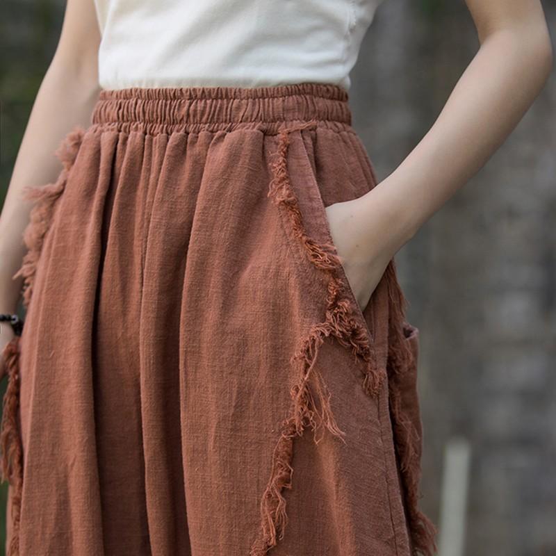 Women's Cotton Linen Harem Pants Women Vintage Style Solid Color Loose Female Casual Trousers