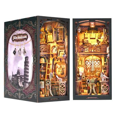 Book Nook DIY-Bausatz für ein hölzernes 3D-Miniaturhaus, Bücherregal-Kamera für Fotografie-Enthusiasten, Erwachsene, Puzzle, Bausatz, Dekoration, Modell, "Film