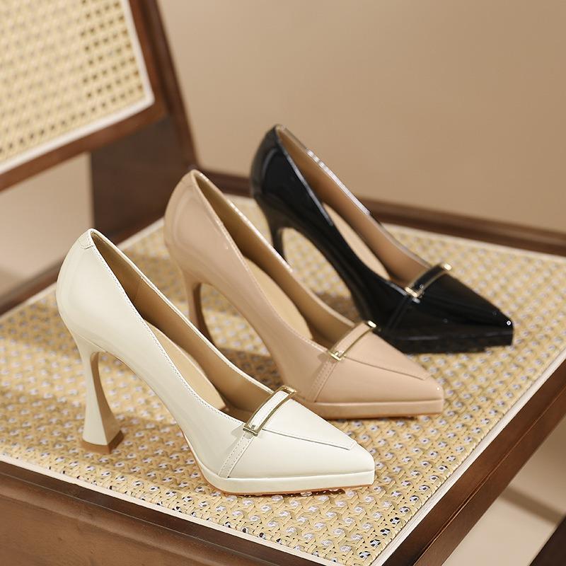 - Sexy pointed thin heel one-word high heels for women's autumn new waterproof table, not tired feet, single shoes for women