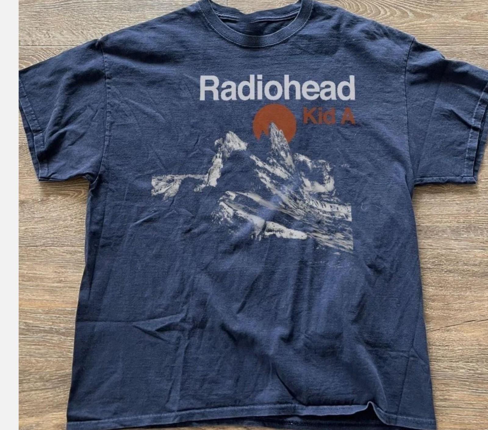 Radiohead Kid A Albums Tour Rare navy T shirt short sleeve tee XL