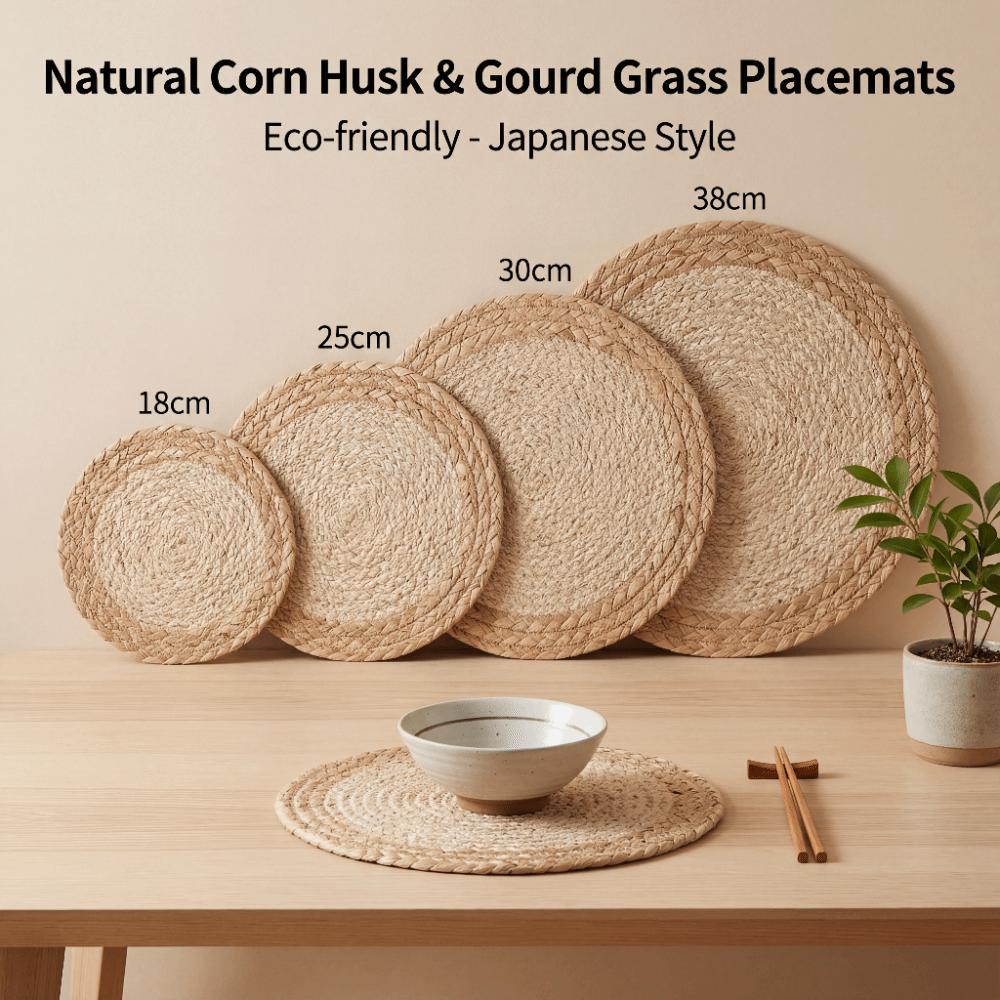 18-38cm Braided Placemat Hand Woven Hot Pad Plate Charger Round Coaster Cup Mat  Dining Table