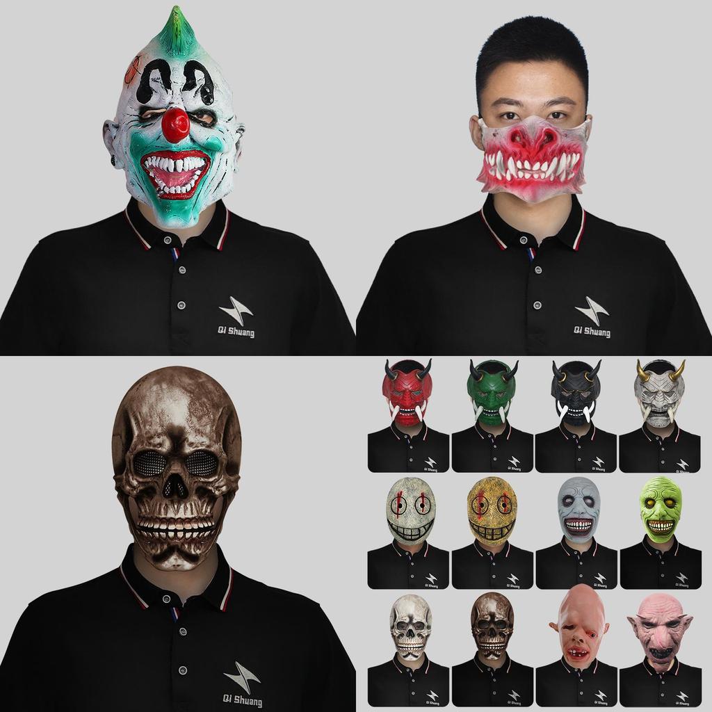 Terrifying Red Demon Face Mask For Halloween Parties With Creepy Design And Latex Material