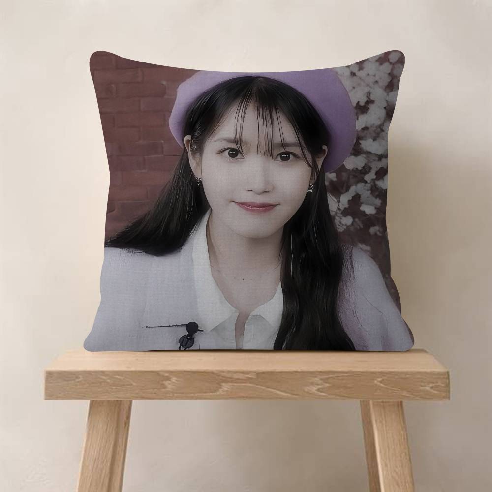 POP Korean Singer I-IU Pillow Covers Cartoon Sofa Decorative Home Double-sided Printing Short Plush Cute Cushion Cover