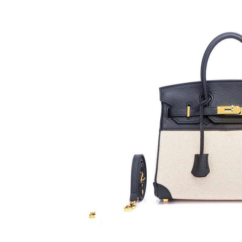 European and American new leather women's bags, first layer cowhide with canvas fashion platinum bags, women's handbags, shoulder bags