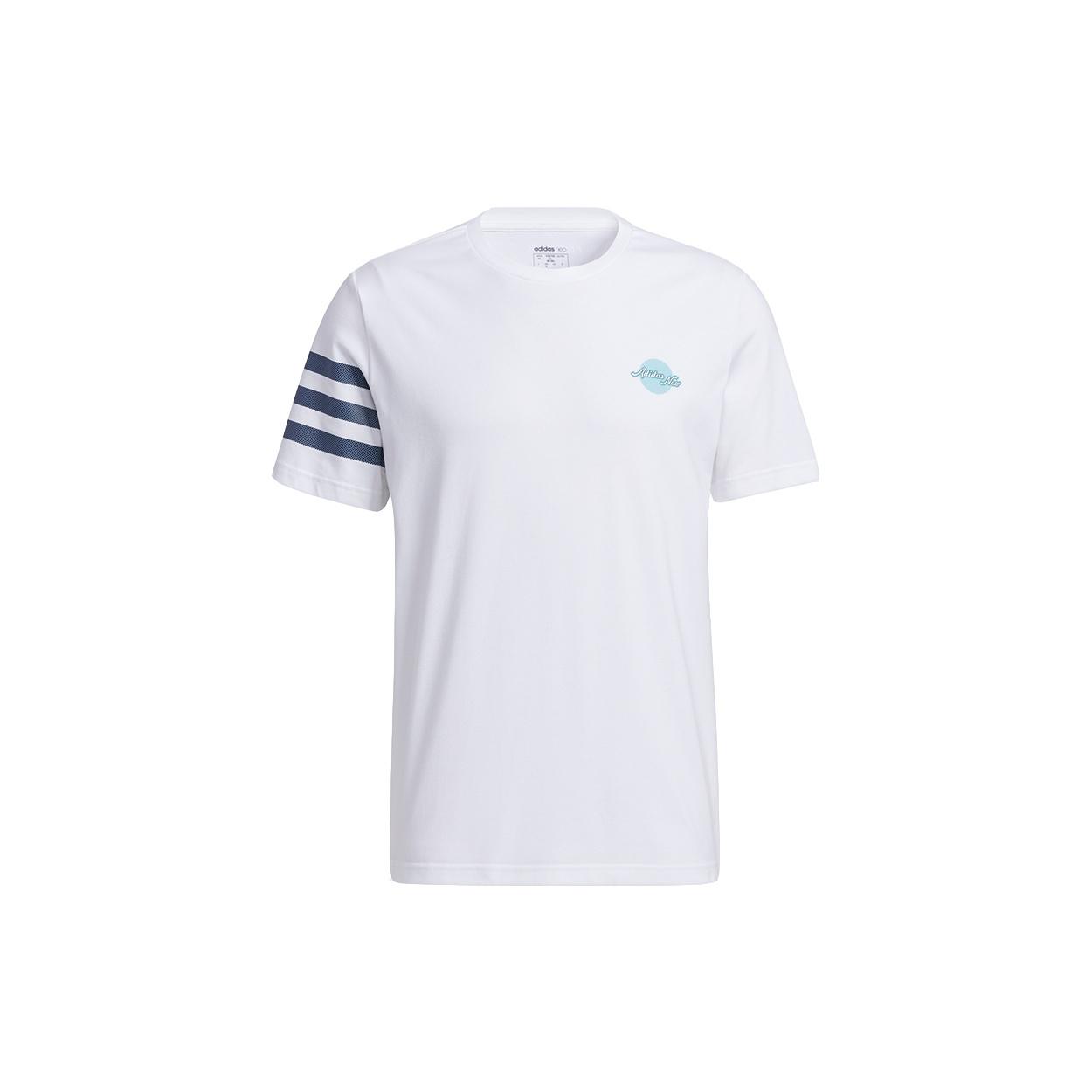 adidas neo Casual Sports Round Neck Short Sleeve White Men s GP5703 M