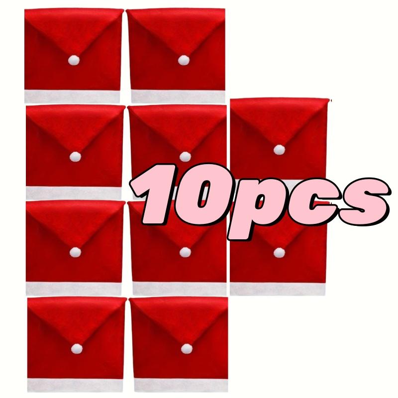 1-12pcs Christmas Chair Covers Decor Santa Claus Red Hat Chair Cap Kitchen Dining Chair Slipcovers Sets For Christmas Holiday