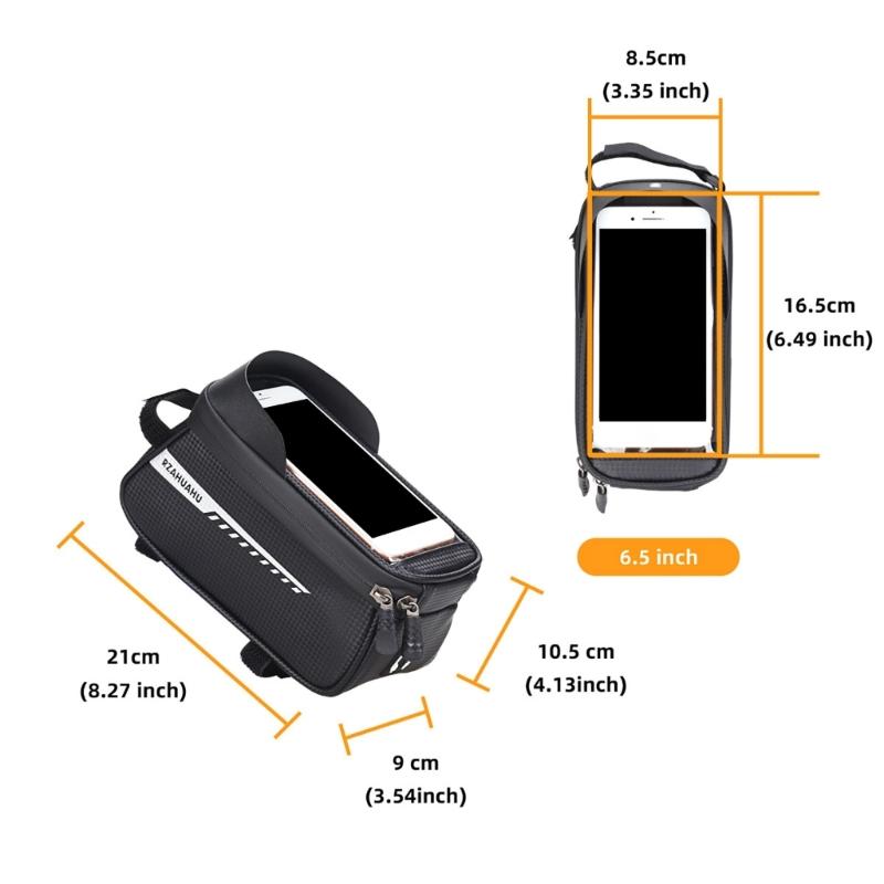 Multifunctional Bicycle Bag Waterproof Bike Top Tube Bag Cycling Phone-Case Holder for Under 6.5'' Phones Bike Accessory