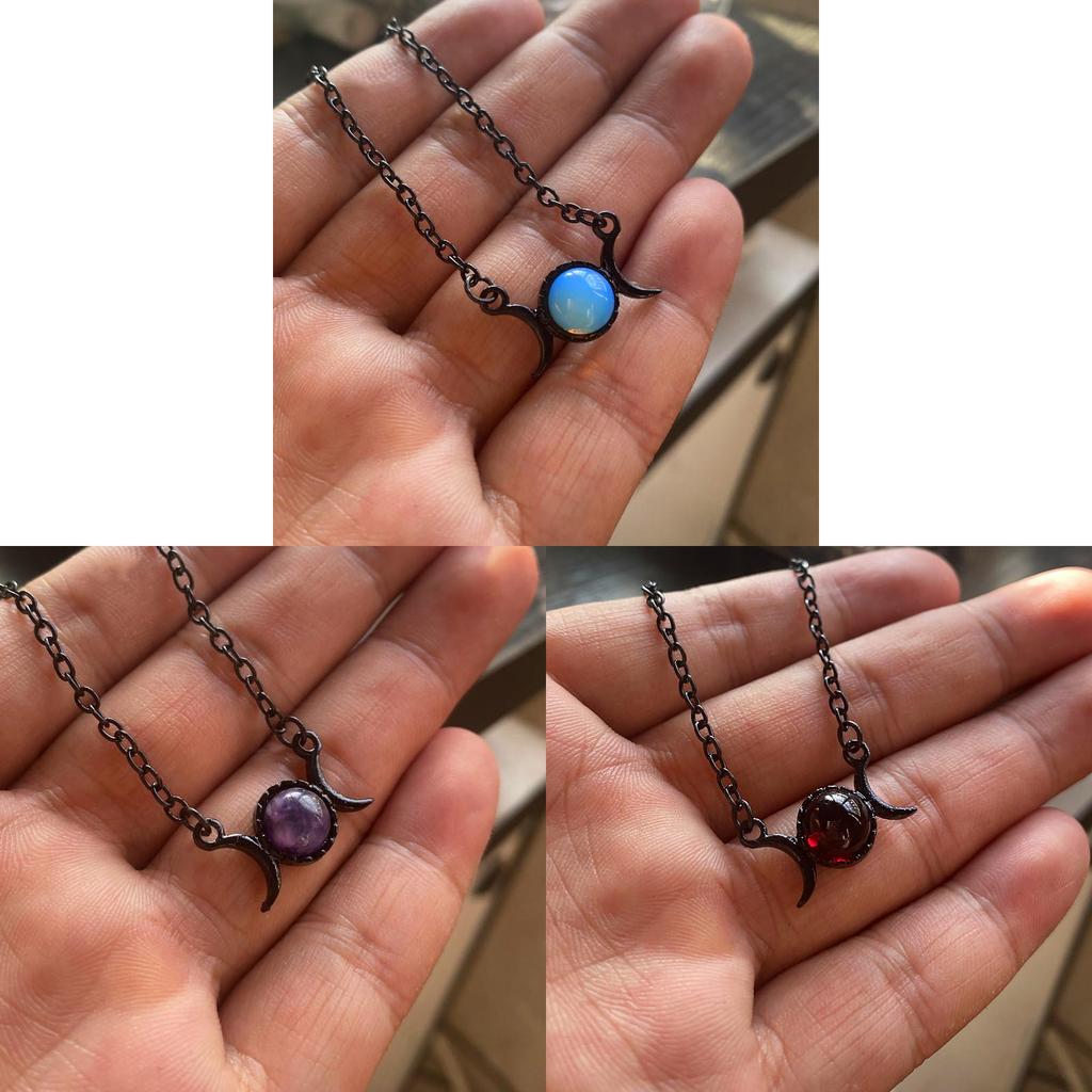 Moon Goddess Necklace With Purple Crystal Alloy Pendant For Party Wear