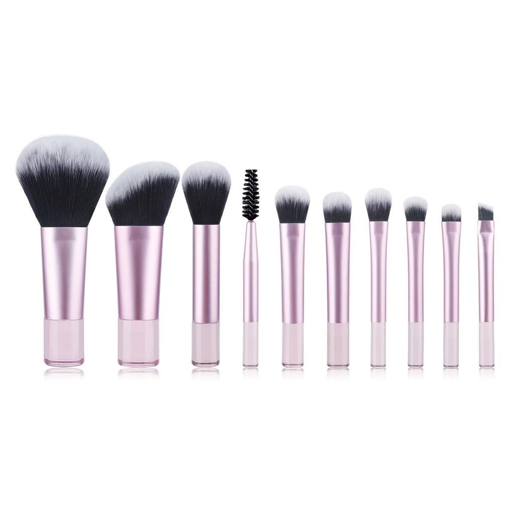 Mini 10-Piece Portable Makeup Brush Set: Eyeshadow & Powder Tools