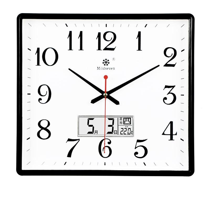 Rectangular Calendar Wall Clock, Silent Quartz Clock with Temperature, Clock Wall Watch, Clock Calendar, Silent