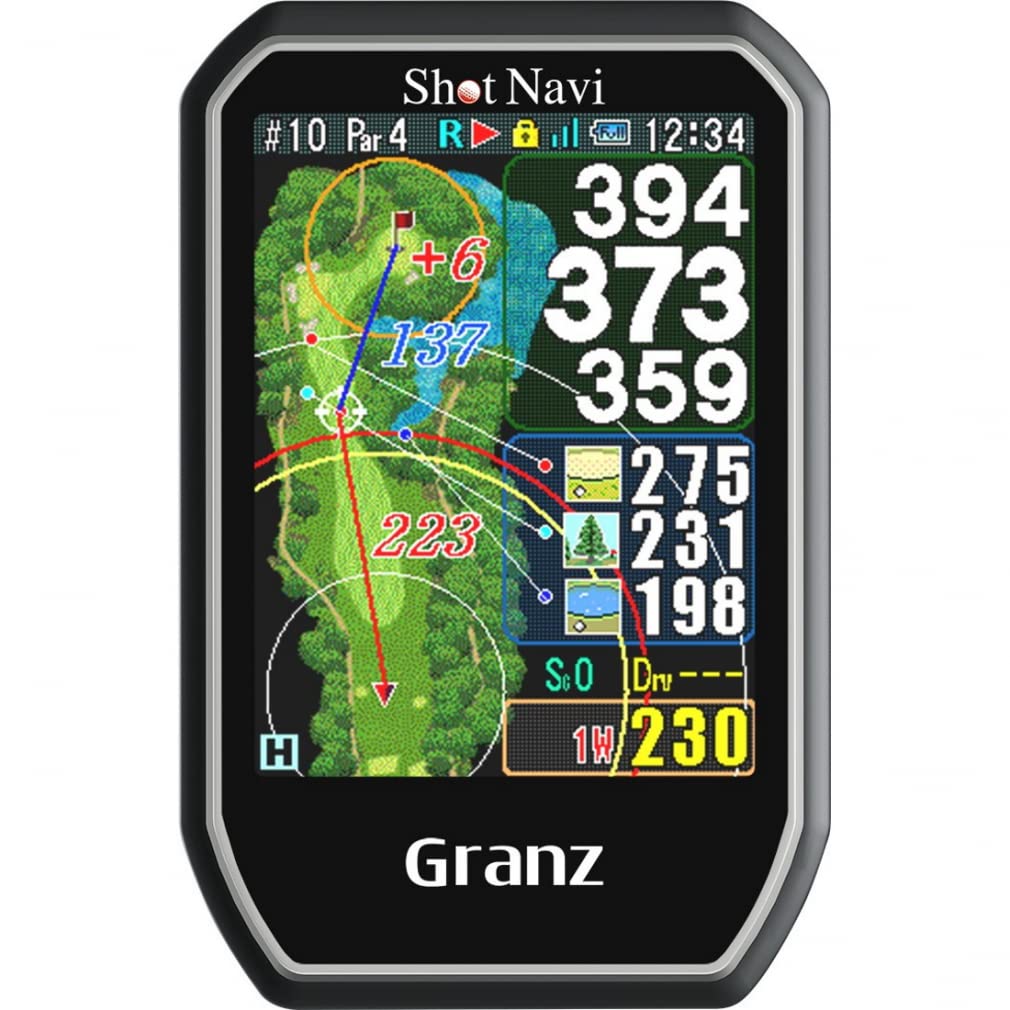Shot Navi Granz BK Golf GPS Touch Panel Big Letters Ultra Lightweight 54g Made In Japan Equipped with the Latest GPS Chip Compatible with Michibiki