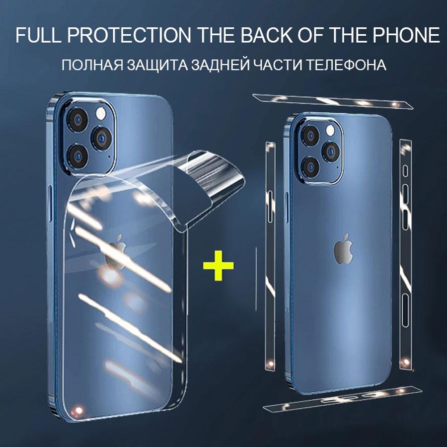 2 In 1 Back Film + Side Button Sticker Frame Film Matte Clear Hydrogel TPU Screen Protector iPhone 15 14 13 12 Pro Max 13 12 Mini