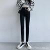 Blue-gray jeans women's high waist and thin, autumn and winter velvet new elastic and tight small feet pencil pants