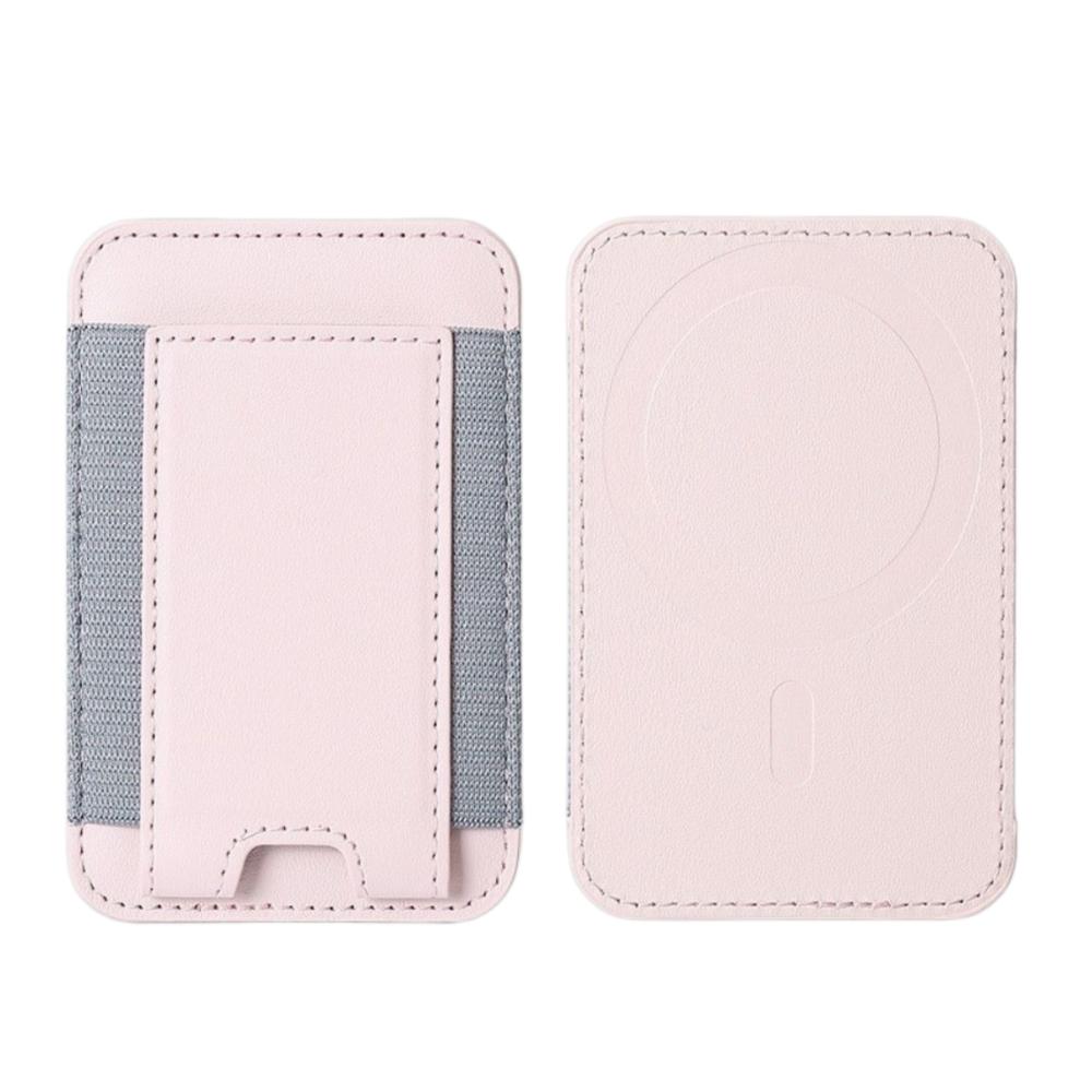 Magnetic Card Holder Solid Color Convenient Cell Phone Cardholder PU Leather Phone Back Card Bag for Iphone 13 14 15 16 17 Pro