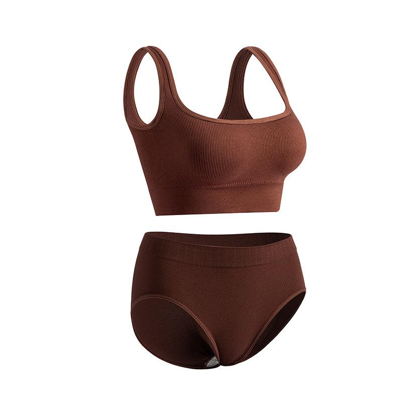 Женское бесшовное нижнее белье с бретелькой на бретельках и комплектом из бюстгальтера и трусиков 2XL кофейный