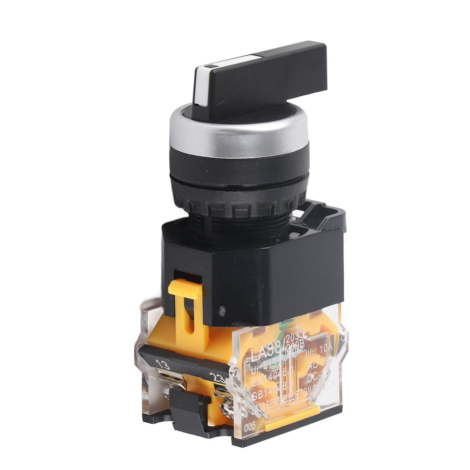 

22mm 3 Position Auto Reset Selector Rotary Switch Long Handle LA38‑20BX33
