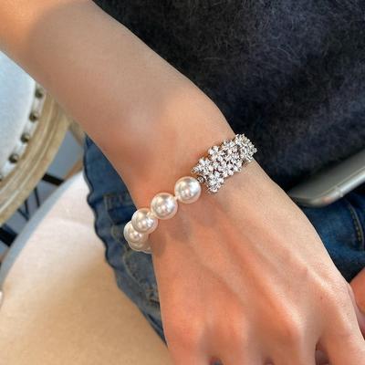 Prosperous Full Diamond Pearl Bracelet Niche Fashion Design Sense Exquisite Versatile Bracelet Light Luxury High-end Jewelry Wholesale