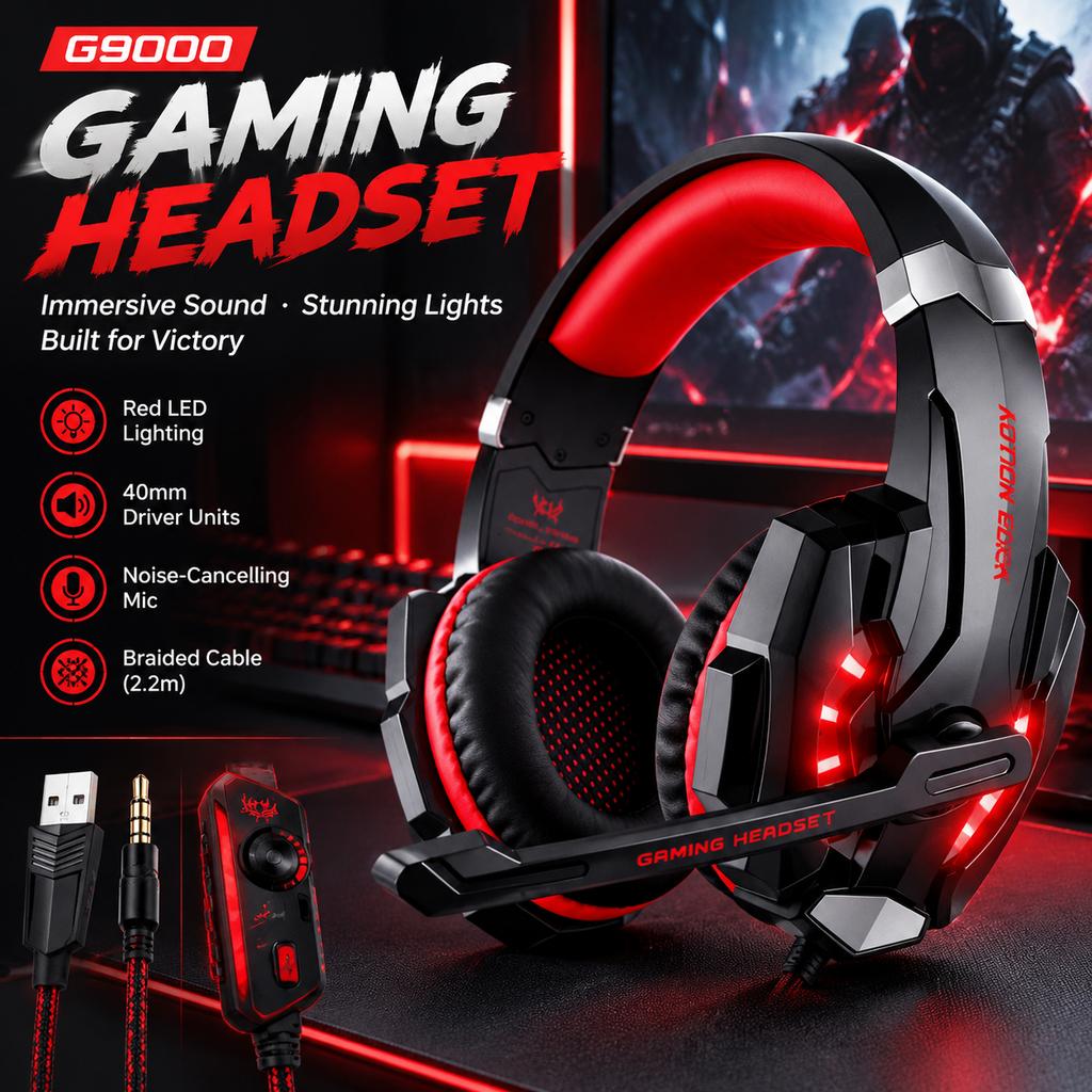 G9000 Wired Gaming Headset Black/Red