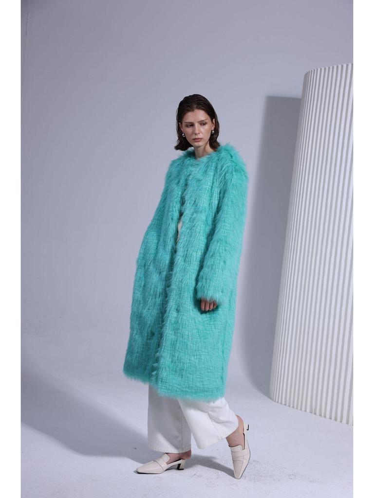 Women's Eco-Friendly Faux Lamb Curly Fur Coat - European & American Style Overcoat