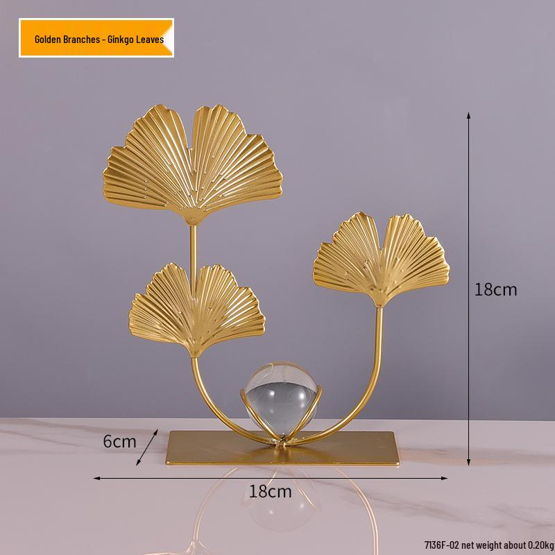 Nordic Leaf Crystal Ball Ornament: Elegant Light Luxury Decoration for Home Entrance, Living Room, Wine Cabinet, or Office Display.