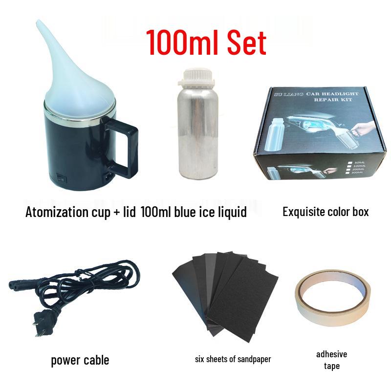 Car Headlight Refurbishing Kit with Liquid Atomizing Cup