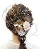 [Lomeri] Romeri Mizuhiki Hair Ornament with Dried Flowers - Suitable for Coming-of-Age Ceremony, Graduation Ceremony, Wedding, and Hakama (Gold) A139