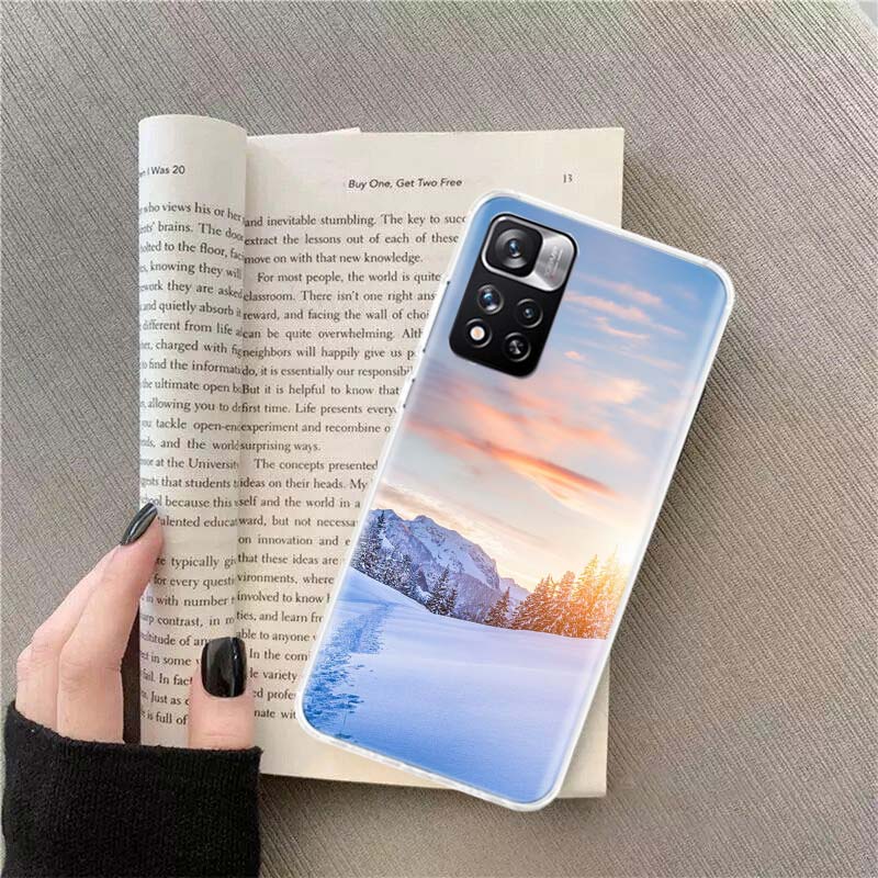 Landscape Winter Light Snow Luxury Phone Case For Xiaomi Poco X4 F4 GT X3 NFC X5 X6 X7 Pro 5G M5 M5S M3 F5 Mi F6 F3 F2 F1 Cover
