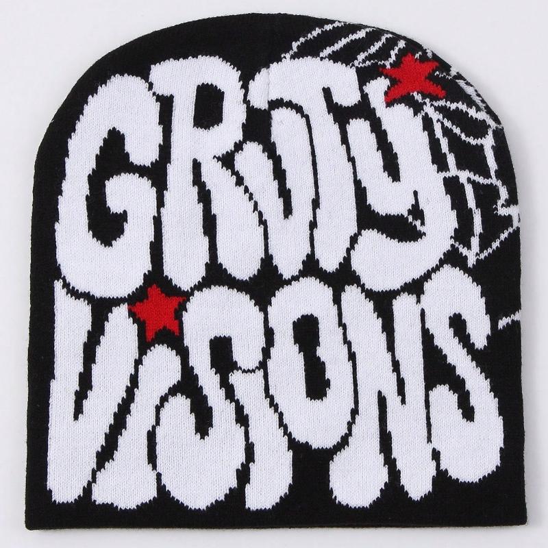 Autumn Winter Knitted Letter Beanie Hat, Warm Y2K Style Unisex Chenille Cap, Casual Streetwear Cuffed Knitted Hat
